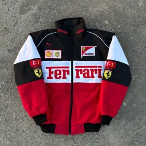 Ferrari Red & White Racing Satin Jacket